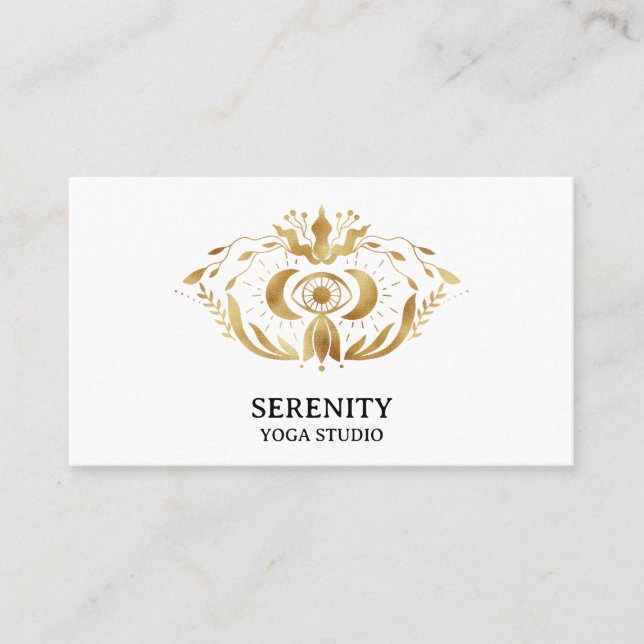 Holistic Celestial Moon Third Eye Yoga Business Ca Business Card (Front)