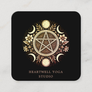 Holistic Celestial Sun Moon Black Square Business Card
