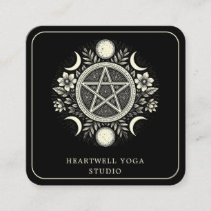 Holistic Celestial Sun Moon Black Square Business Card