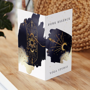 Holistic Celestial Sun & Moon Dark Watercolou Ink  Business Card