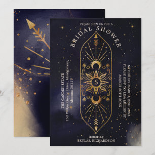 Holistic Celestial Sun & Moon Navy Bridal Shower Invitation