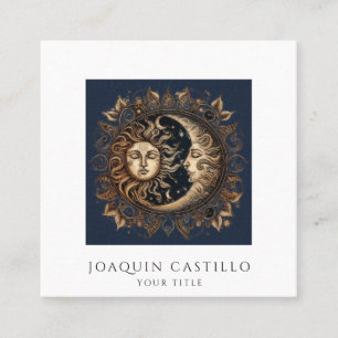 Holistic Celestial Sun Moon Square Business Card