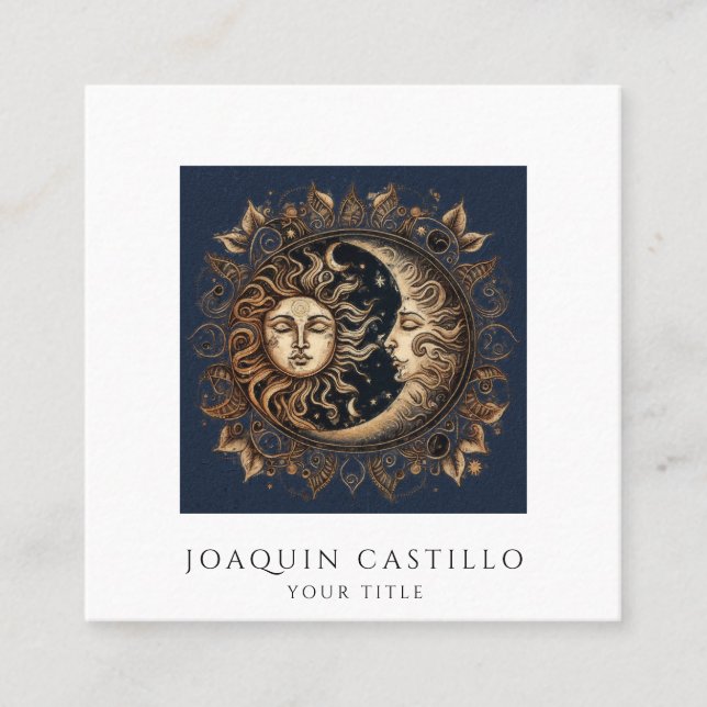 Holistic Celestial Sun Moon  Square Business Card (Front)