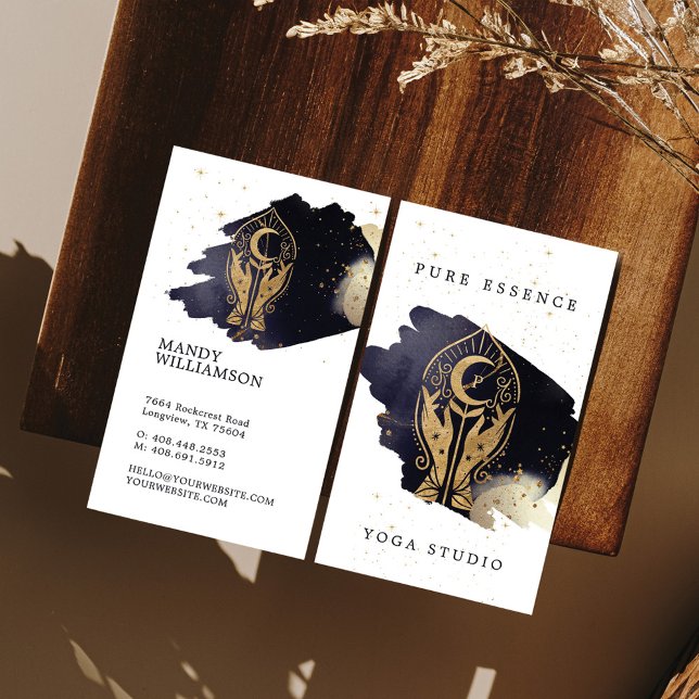 Holistic Hands Sun & Moon Dark Ink Monogram Business Card (Holistic Hands Sun & Moon Dark Ink Monogram Business Card)
