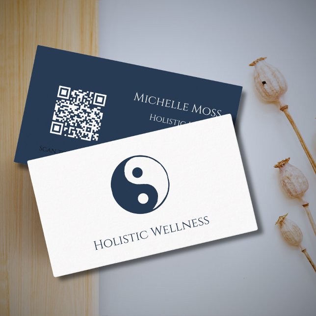 Holistic Healer Yin Yang QR code Wellness  Business Card (Creator Uploaded)