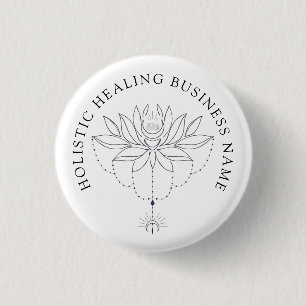 Holistic Healing Lotus Flower Business  1 Inch Round Button