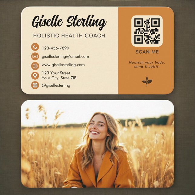 Holistic Health Coach QR Code Photo Business Card (Creator Uploaded)