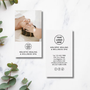 Holistic Health Therapist Logo White Professional Business Card