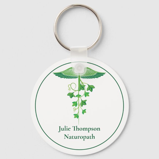 Holistic Medicine Wellness Centre Naturopath Green Keychain (Front)