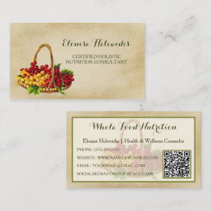 Holistic Nutrition Consultant Fruit Basket QR Code Business Card