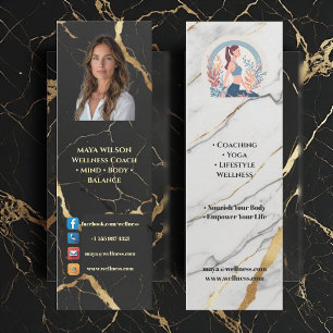 Holistic Wellness Coach Black White Luxury Modern Mini Business Card