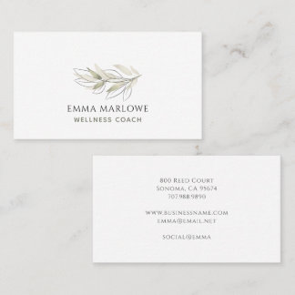 Holistic Wellness Coach Botanical Sage Green Business Card