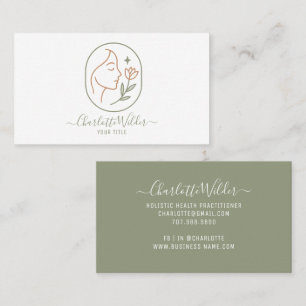 Holistic Wellness Face Flower Logo  Business Card