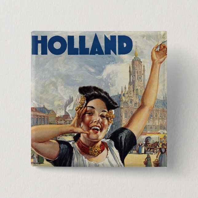 Holland 2 Inch Square Button (Front)