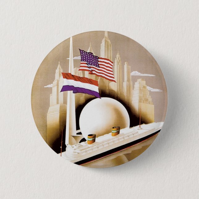 Holland America Line New York 2 Inch Round Button (Front)