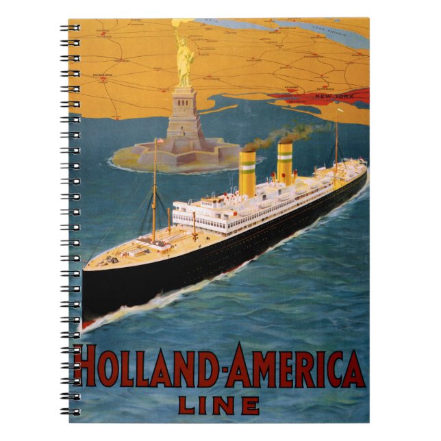 Holland America Line Vintage Poster Restored Notebook (Front)