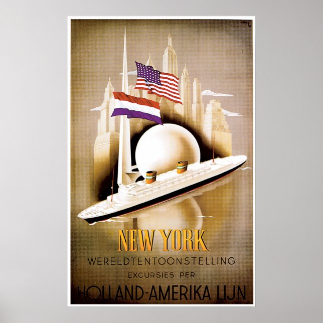 Holland America Line Vintage Ship Advertisement Poster (Front)