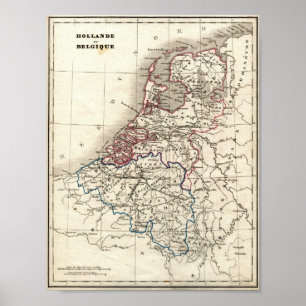 Holland and Belgium Map Poster