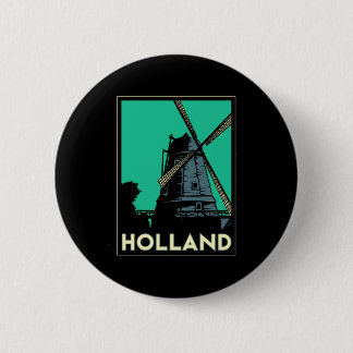 holland art deco vintage retro travel poster 2 inch round button