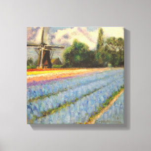 Holland Flowers Landscape Painting Triptych 2 of 3 Canvas Print