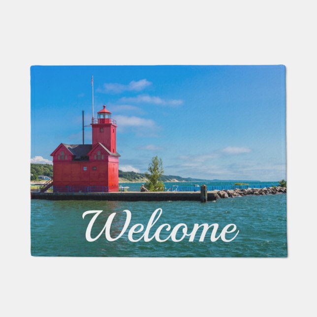Holland Harbour Lighthouse Welcome Doormat (Front)