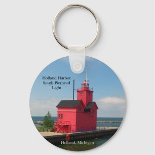 Holland Harbour South Pierhead Light 2011 key Keychain
