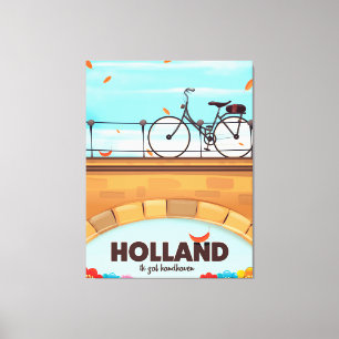 Holland "Ik zal handhaven" Bicycle travel poster. Canvas Print