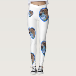 Holland Lop bunny & his toy hippo on Leggings