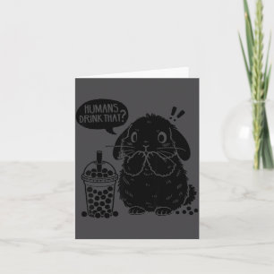 Holland Lop Rabbit And Boba Tea Funny Bunny Bubble Card