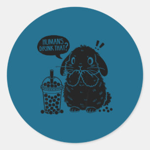 Holland Lop Rabbit And Boba Tea Funny Bunny Bubble Classic Round Sticker