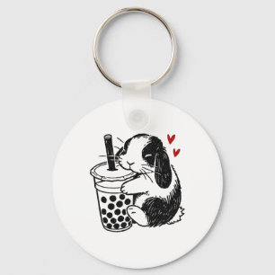 Holland Lop Rabbit Loves Boby Tea Bunny And Bubble Keychain