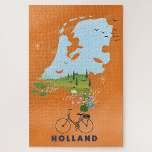 Holland Map travel poster Jigsaw Puzzle