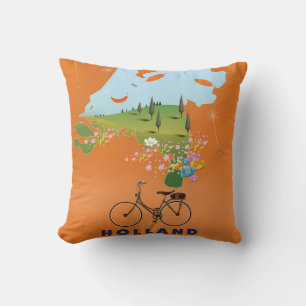 Holland Map travel poster Throw Pillow