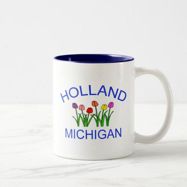 Holland, MI - w/Tulips Two-Tone Coffee Mug (Right)