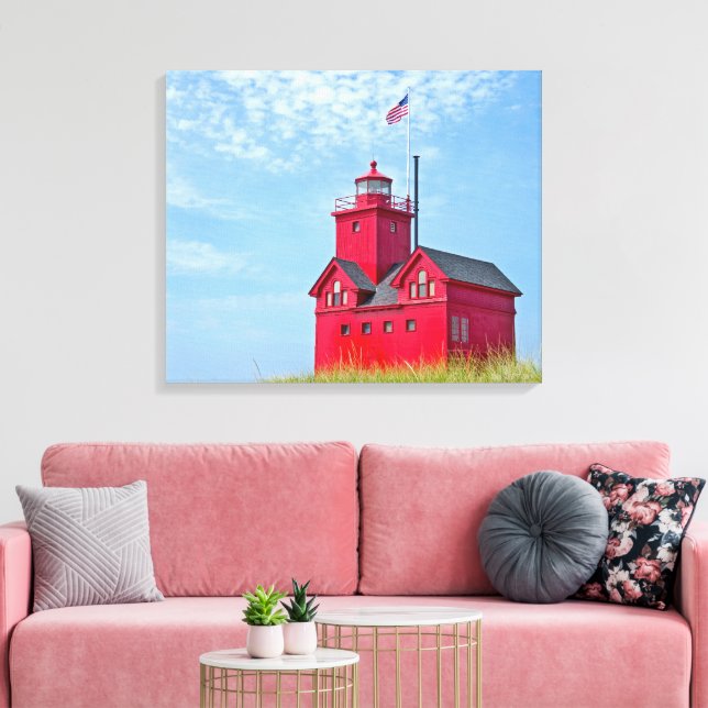 Holland Michigan Big Red Lighthouse Canvas Print (Insitu(LivingRoom))