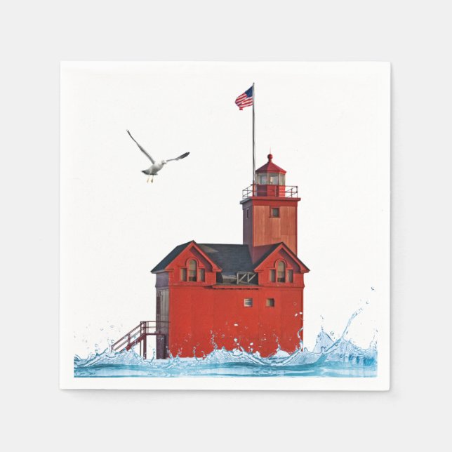 Holland Michigan Big Red Lighthouse  Napkin (Front)