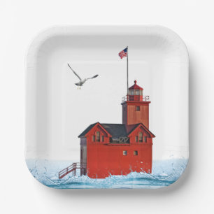 Holland Michigan Big Red Lighthouse  Paper Plate