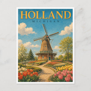 Holland Michigan Dutch Windmill GeoSaga Postcard
