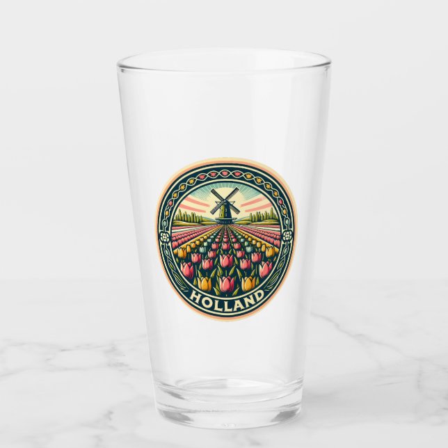 Holland Netherlands Travel Art Badge Glass (Front)
