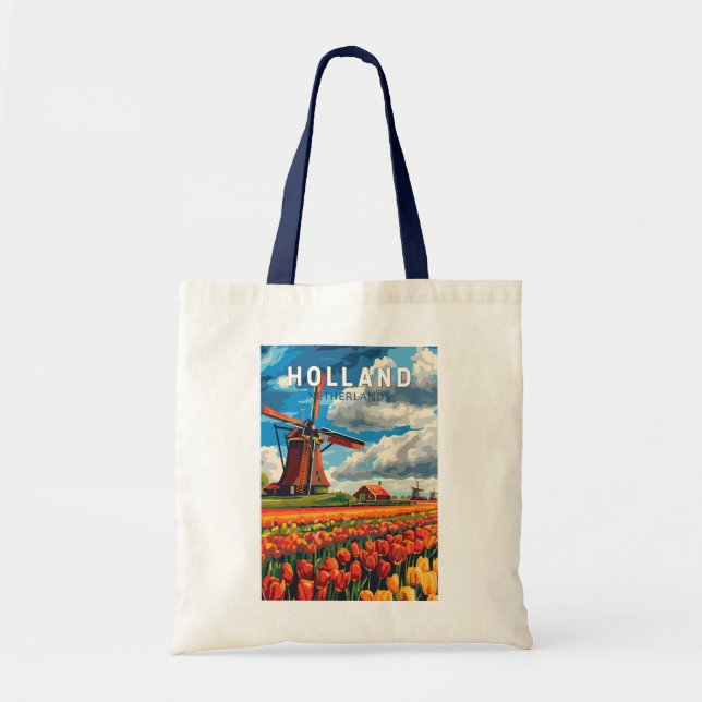 Holland Netherlands Travel Art Vintage Tote Bag (Front)