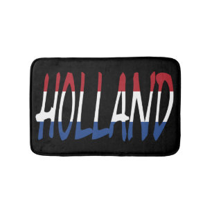 Holland overlaid on Netherlands Flag on bk bmcnt Bath Mat