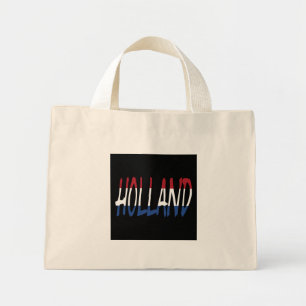 Holland overlaid on Netherlands Flag on bk ttcn Mini Tote Bag