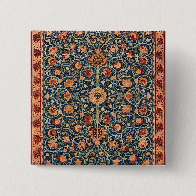 Holland Park Design (by William Morris) 2 Inch Square Button (Front)