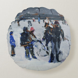 Holland Park in snow 2009 Round Pillow