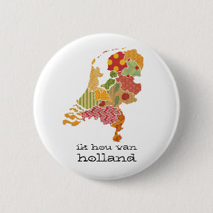 Holland Province Map Bohemian Patchwork Style 2 Inch Round Button