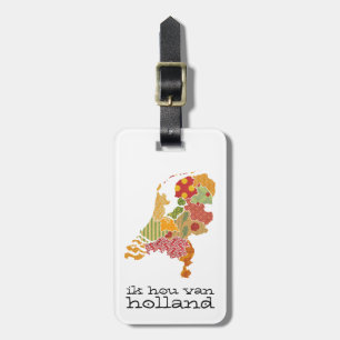 Holland Province Map Bohemian Patchwork Style Luggage Tag