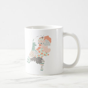 Holland Province Map Geometric Patchwork Style Coffee Mug