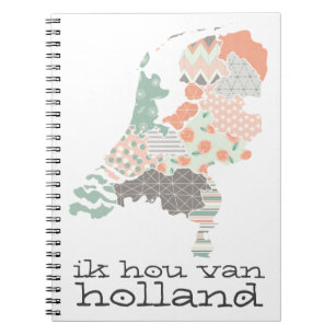 Holland Province Map Geometric Patchwork Style Notebook