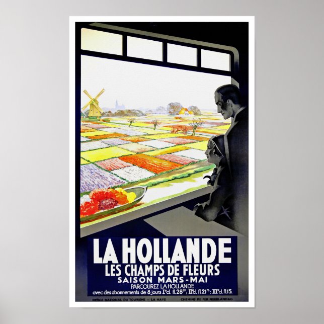 Holland tulips vintage travel Poster (Devant)