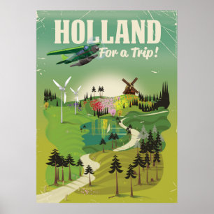 Holland vintage style travel poster